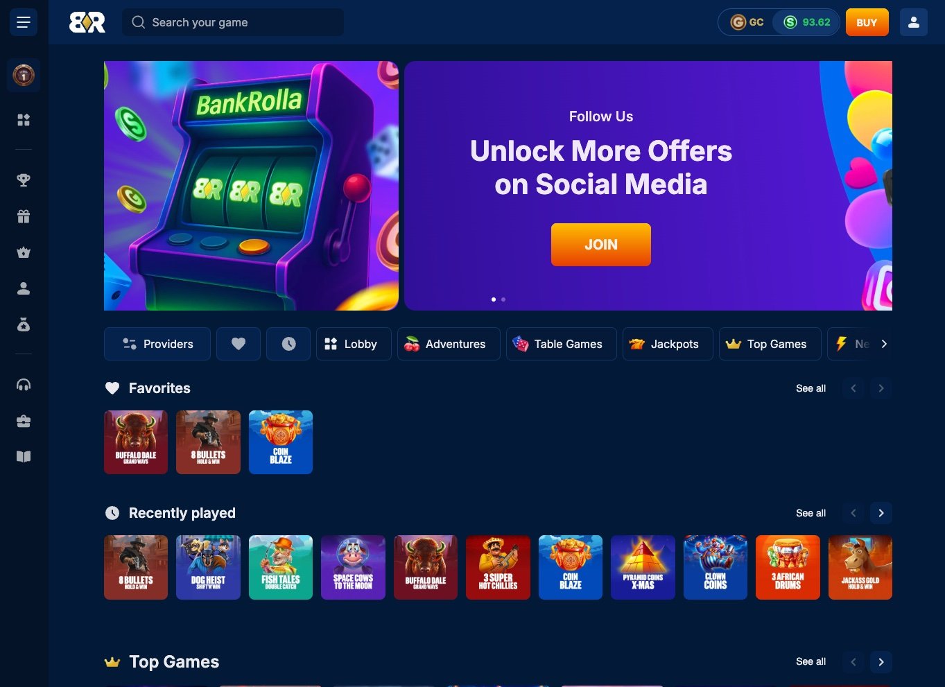 BankRolla Casino Games Lobby